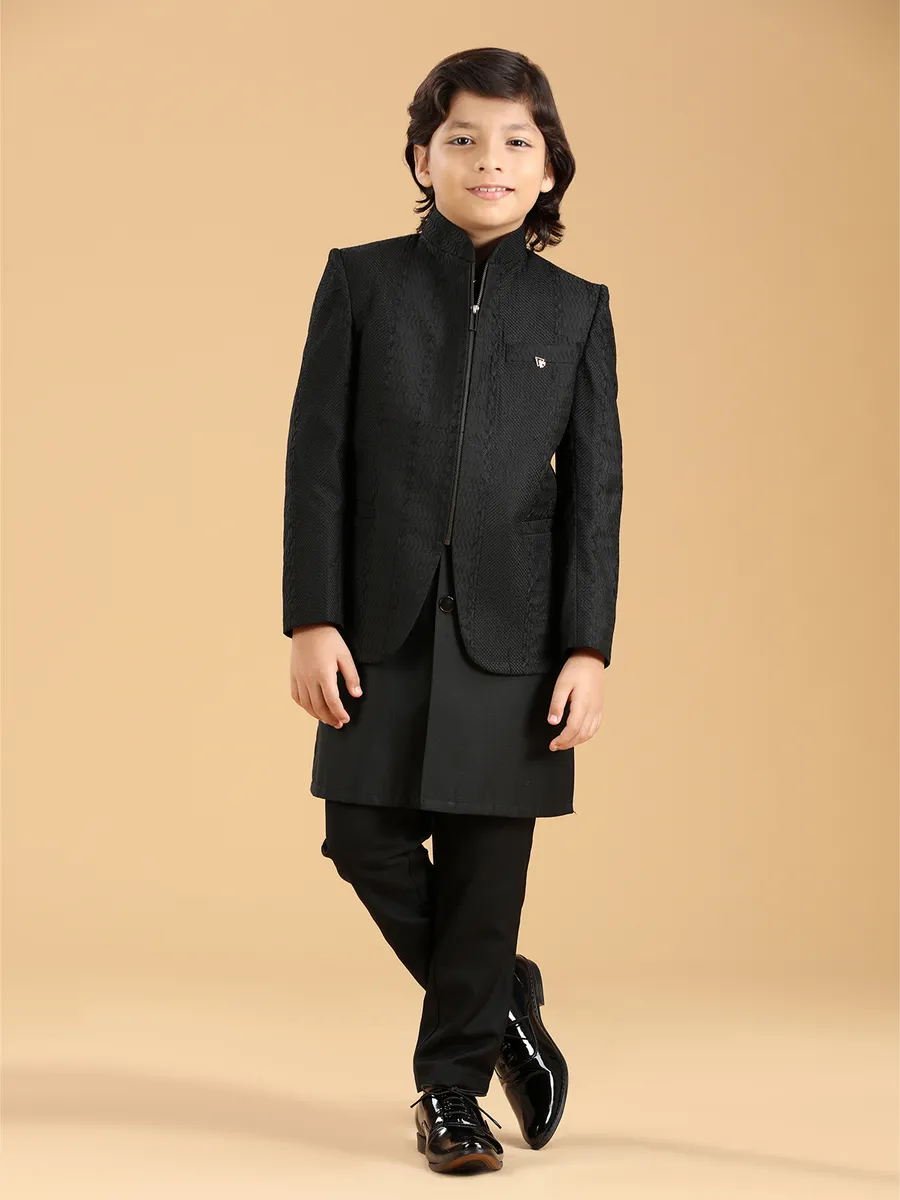 Classy black indowestern in silk