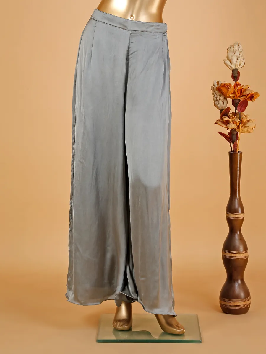 Classy grey silk palazzo suit