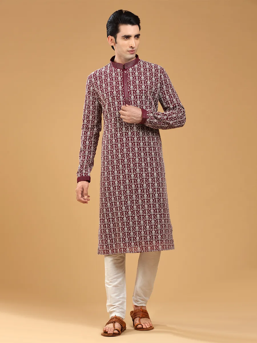 Classy maroon georgette kurta suit