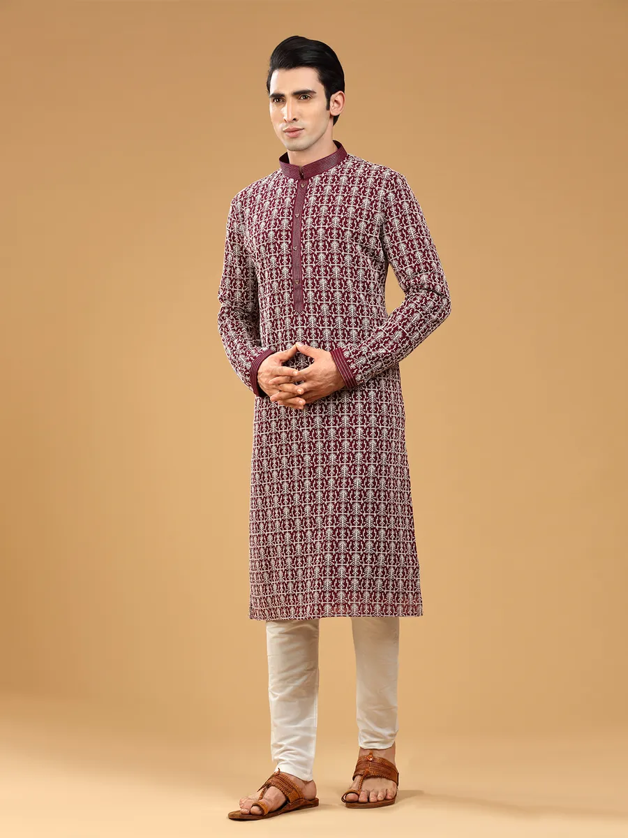 Classy maroon georgette kurta suit