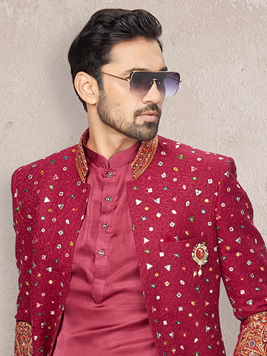 Classy maroon silk indo western