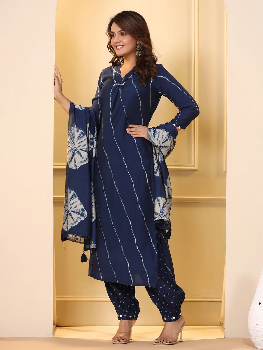 Classy navy cotton kurti set