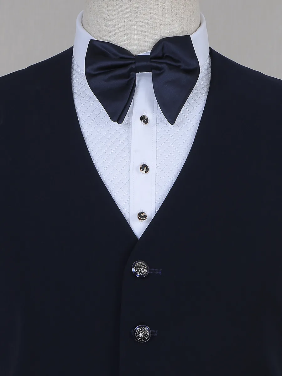 Classy navy terry rayon coat suit for reception