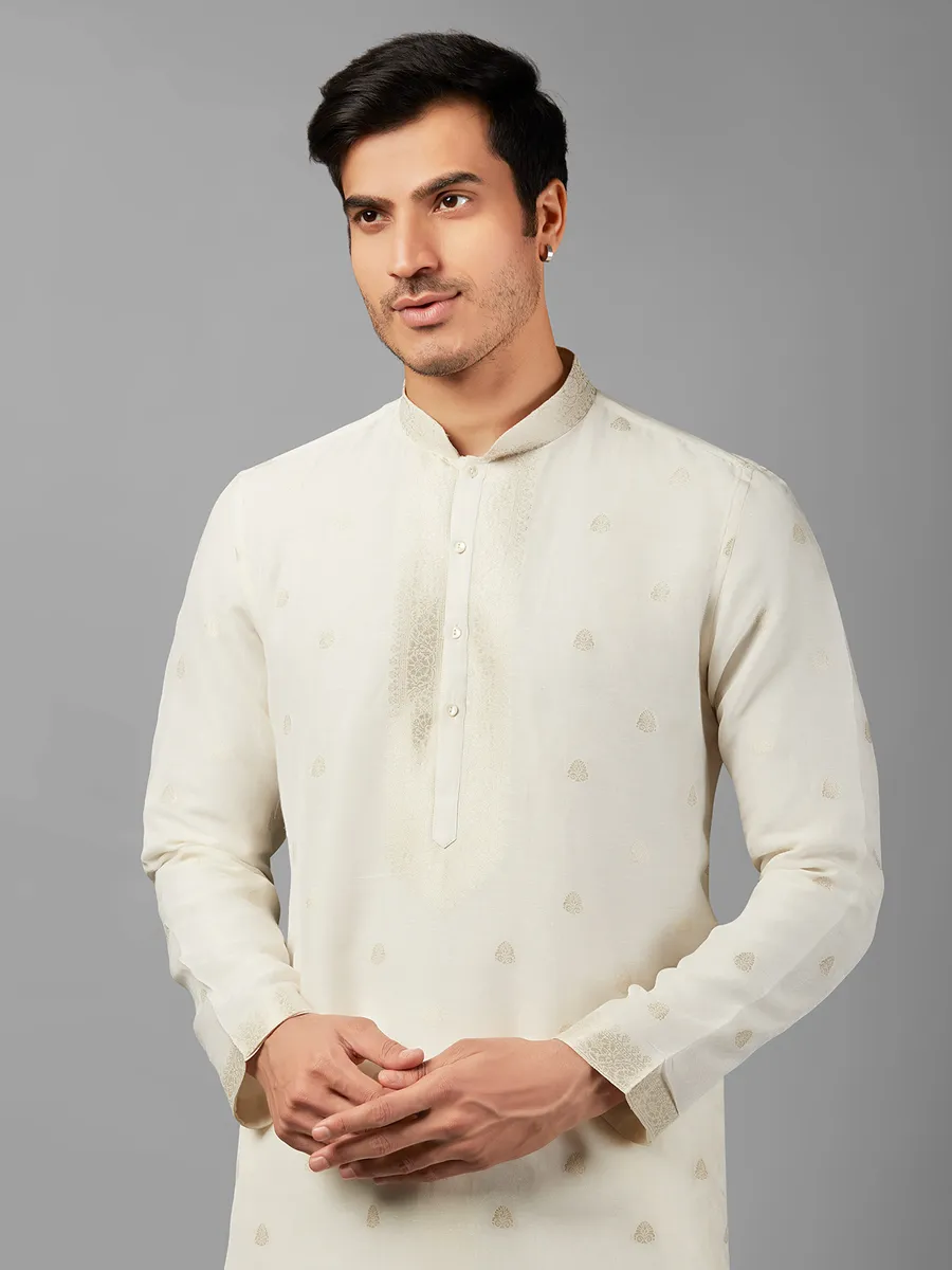 Classy off-white linen  Men Kurta pajama