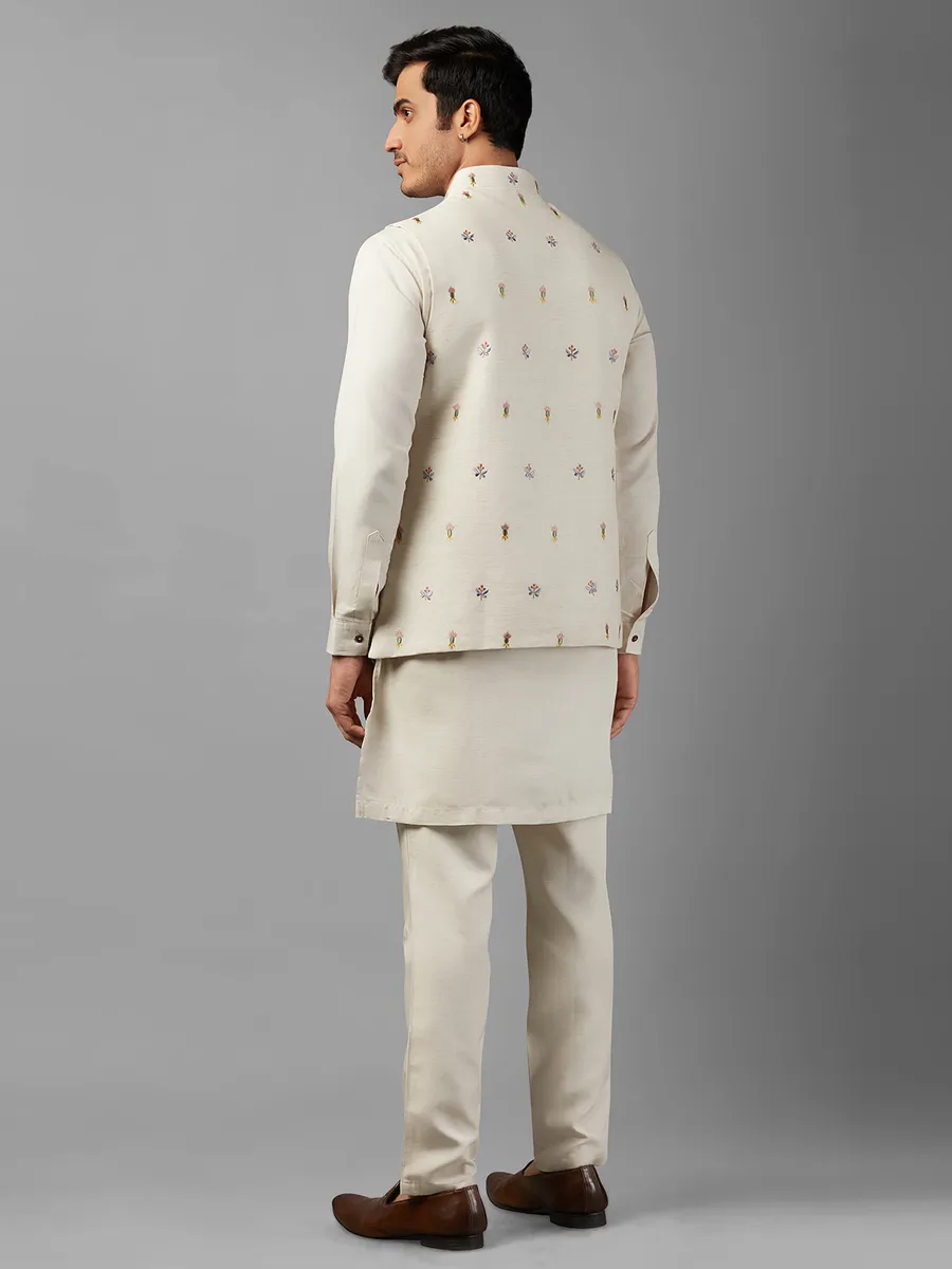 Classy off-white linen waistcoat set