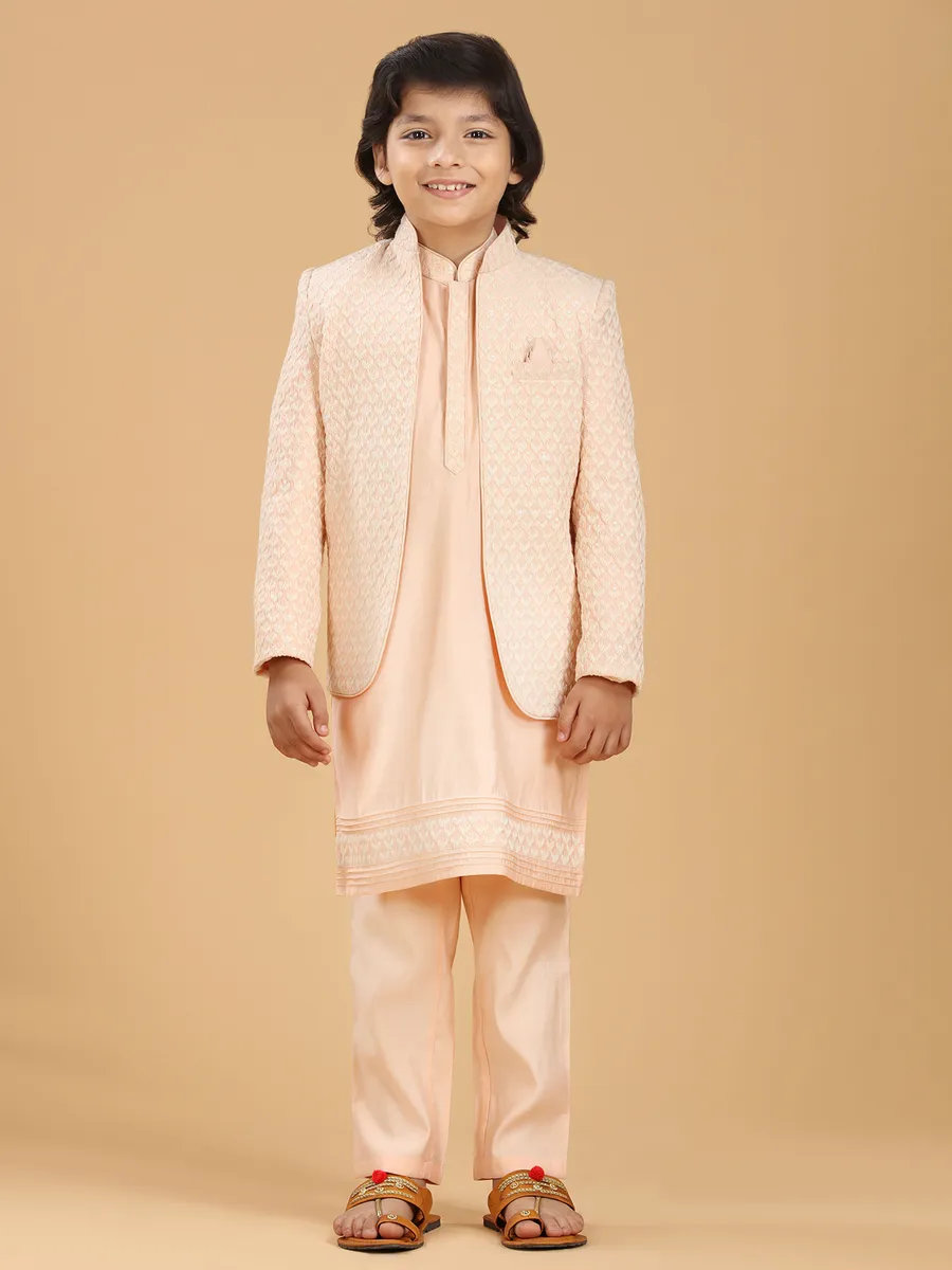 Classy peach silk indowestern