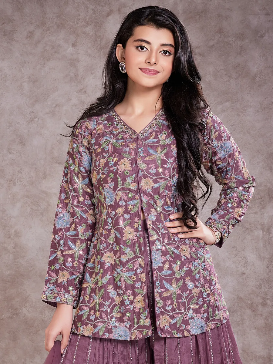 Classy wine palazzo suit with jacket