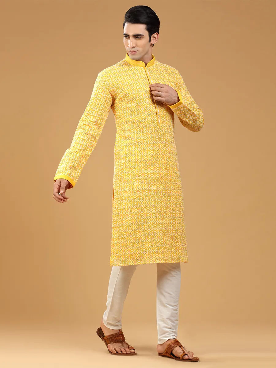 Classy yellow georgette kurta suit