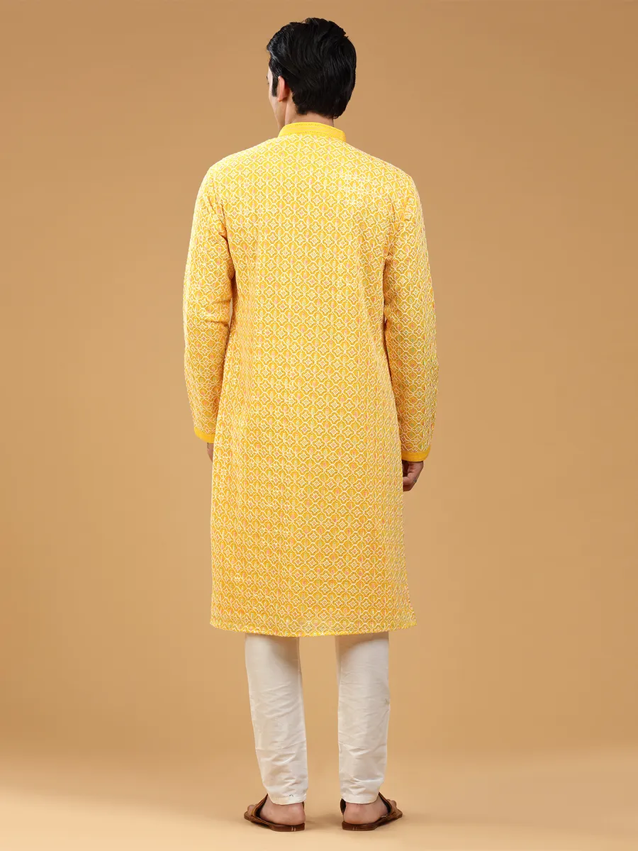 Classy yellow georgette kurta suit
