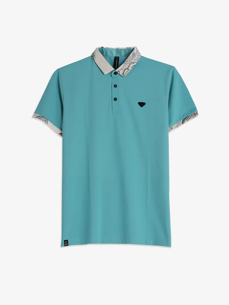 COOKYSS aqua plain polo t-shirt