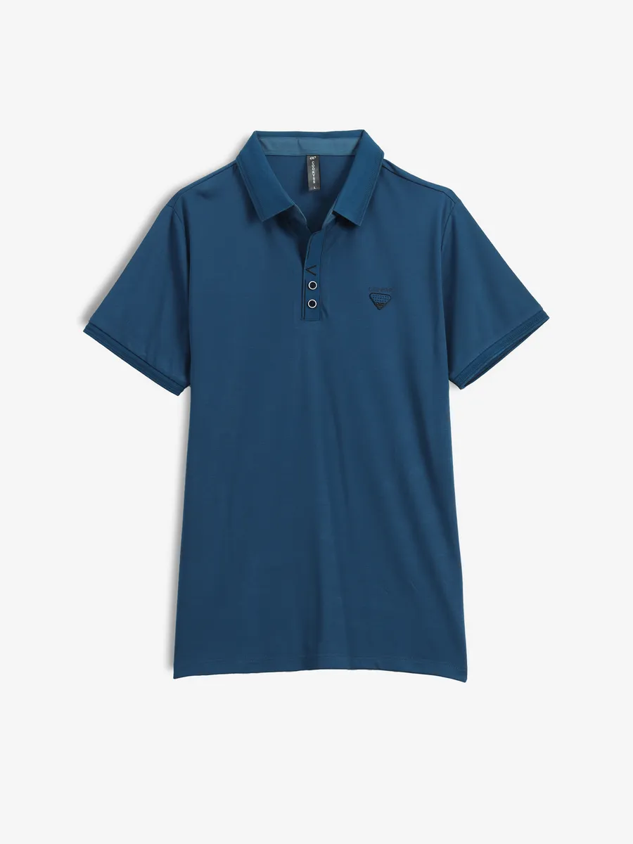 COOKYSS cotton plain teal blue t-shirt