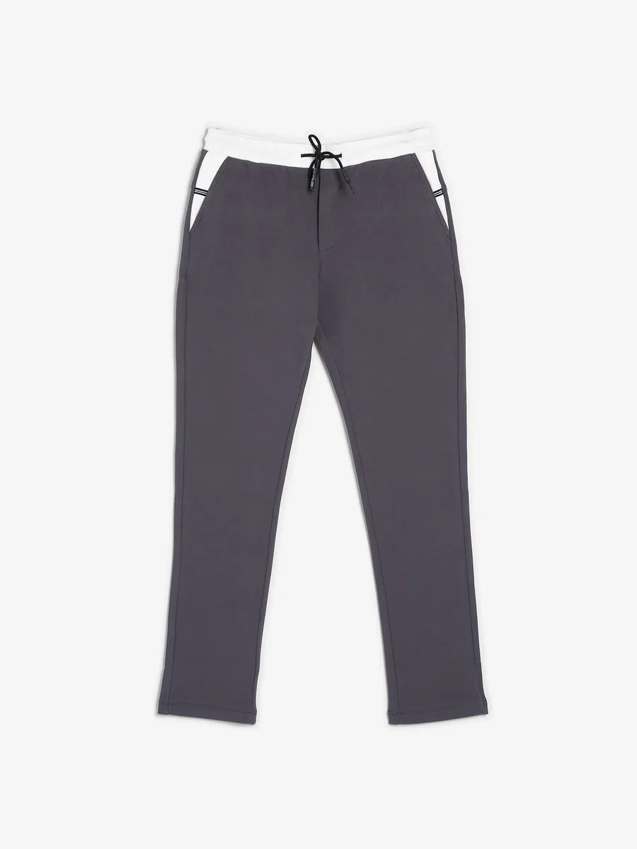 Cookyss grey cotton solid track pant