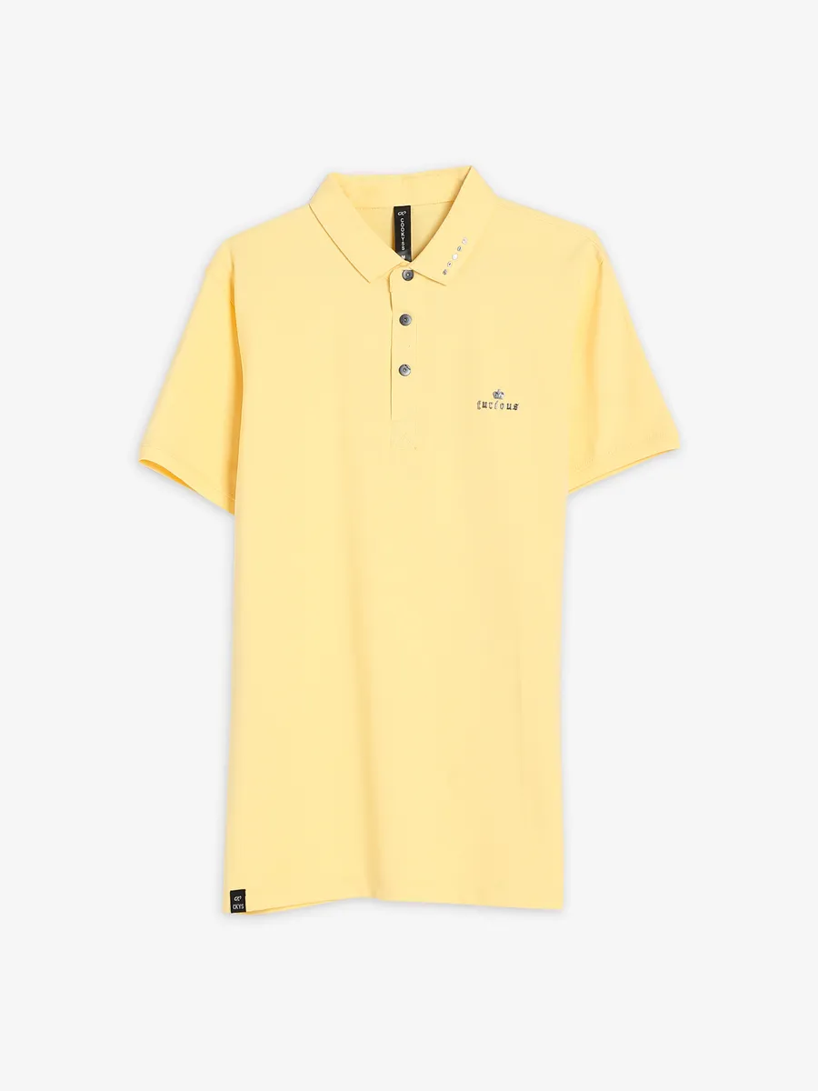 Cookyss light yellow plain polo t shirt