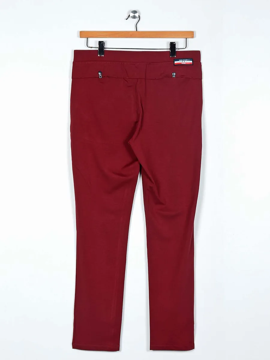 Cookyss maroon slim fit cotton track pant