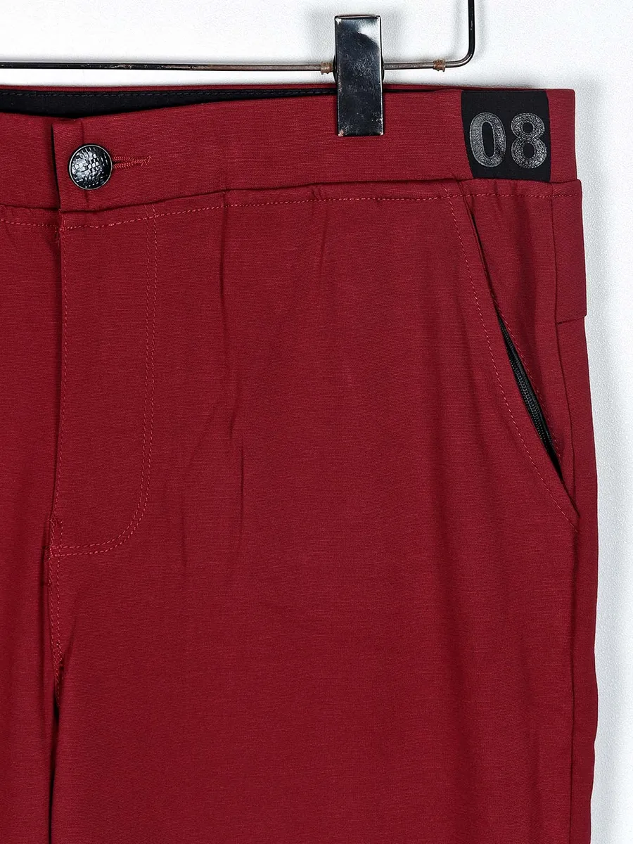 Cookyss maroon slim fit cotton track pant