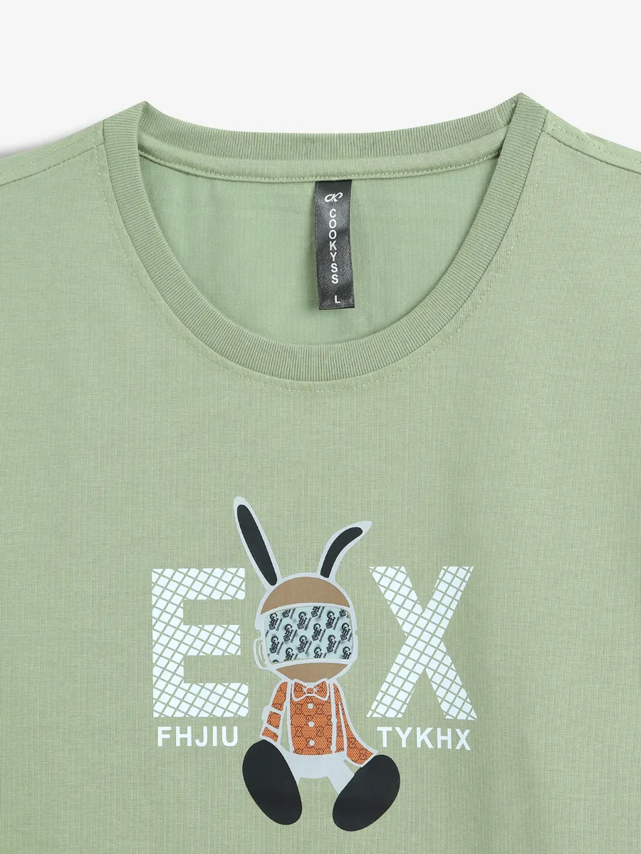 COOKYSS plain light green cotton t-shirt