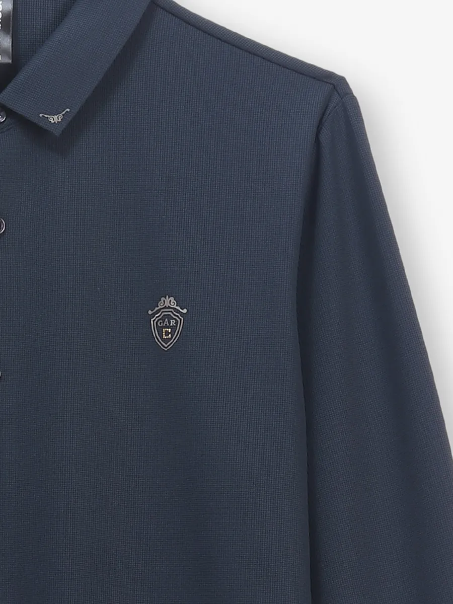 COOKYSS plain navy cotton shirt