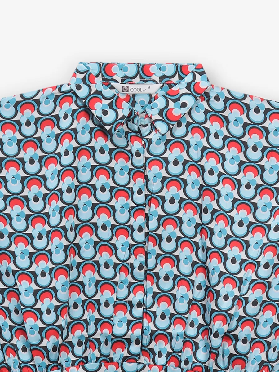 COOL blue printed linen crop top
