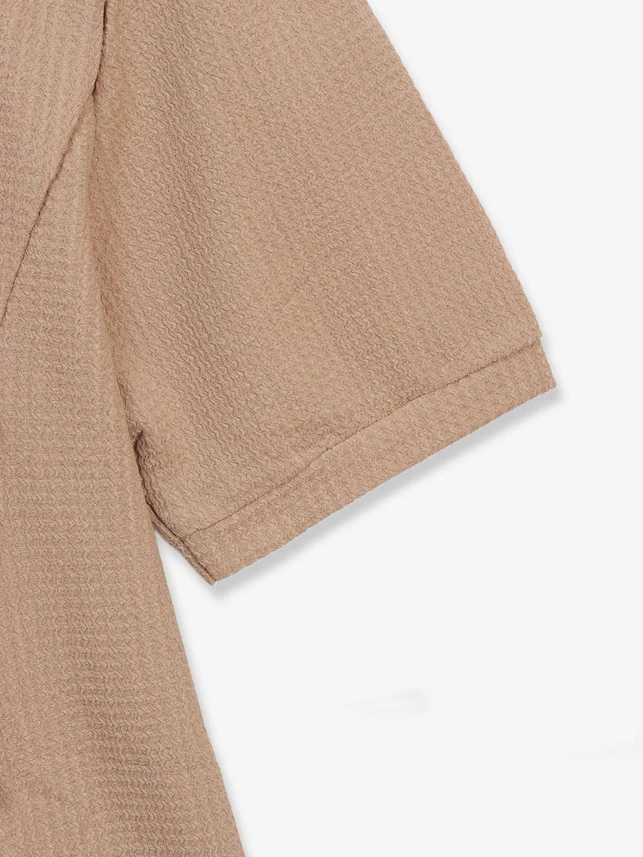 COOL khaki texture cotton silk crop top