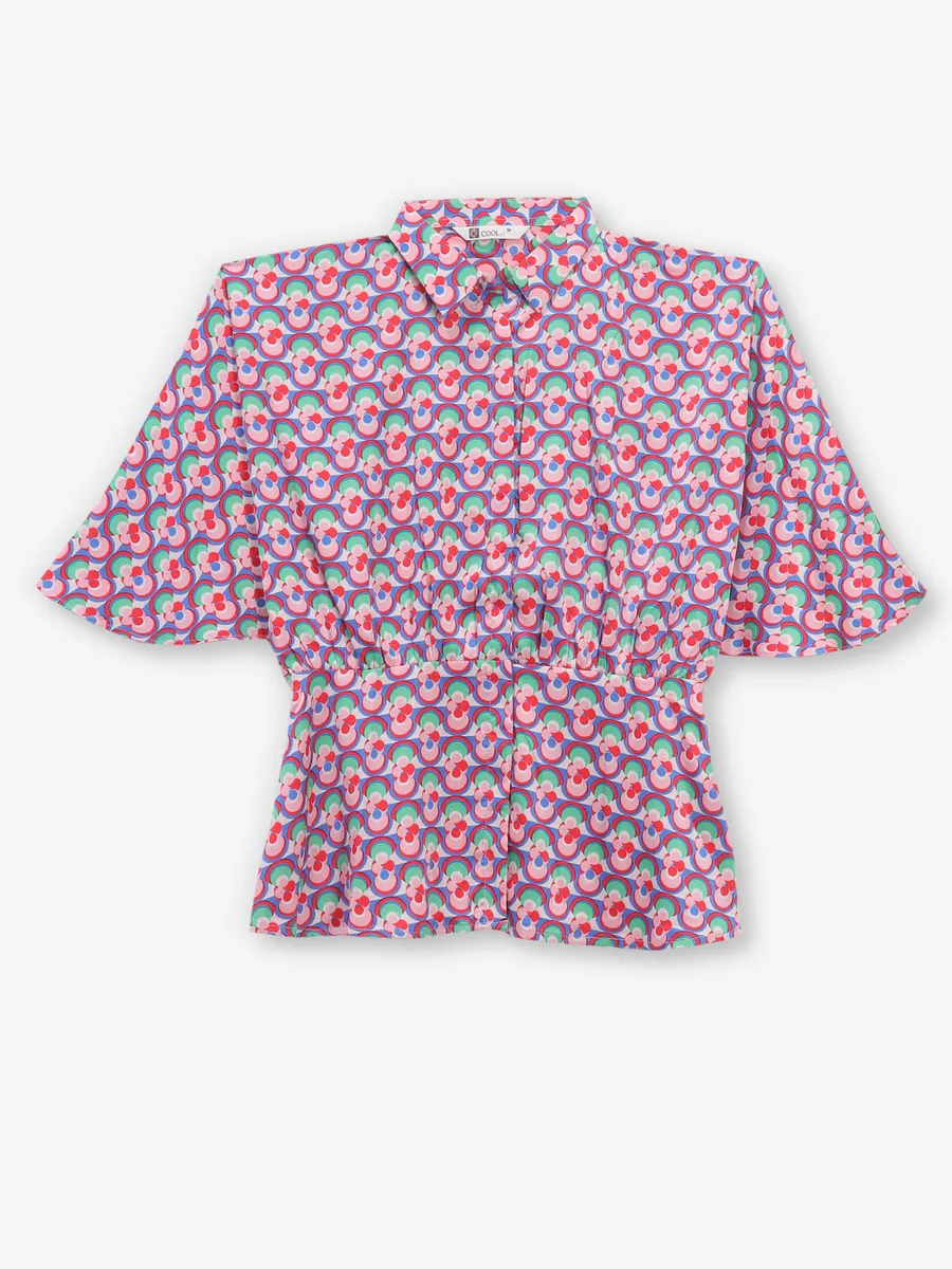 COOL magenta linen printed crop top