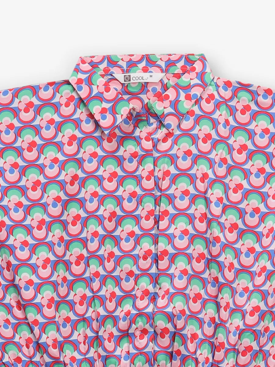 COOL magenta linen printed crop top