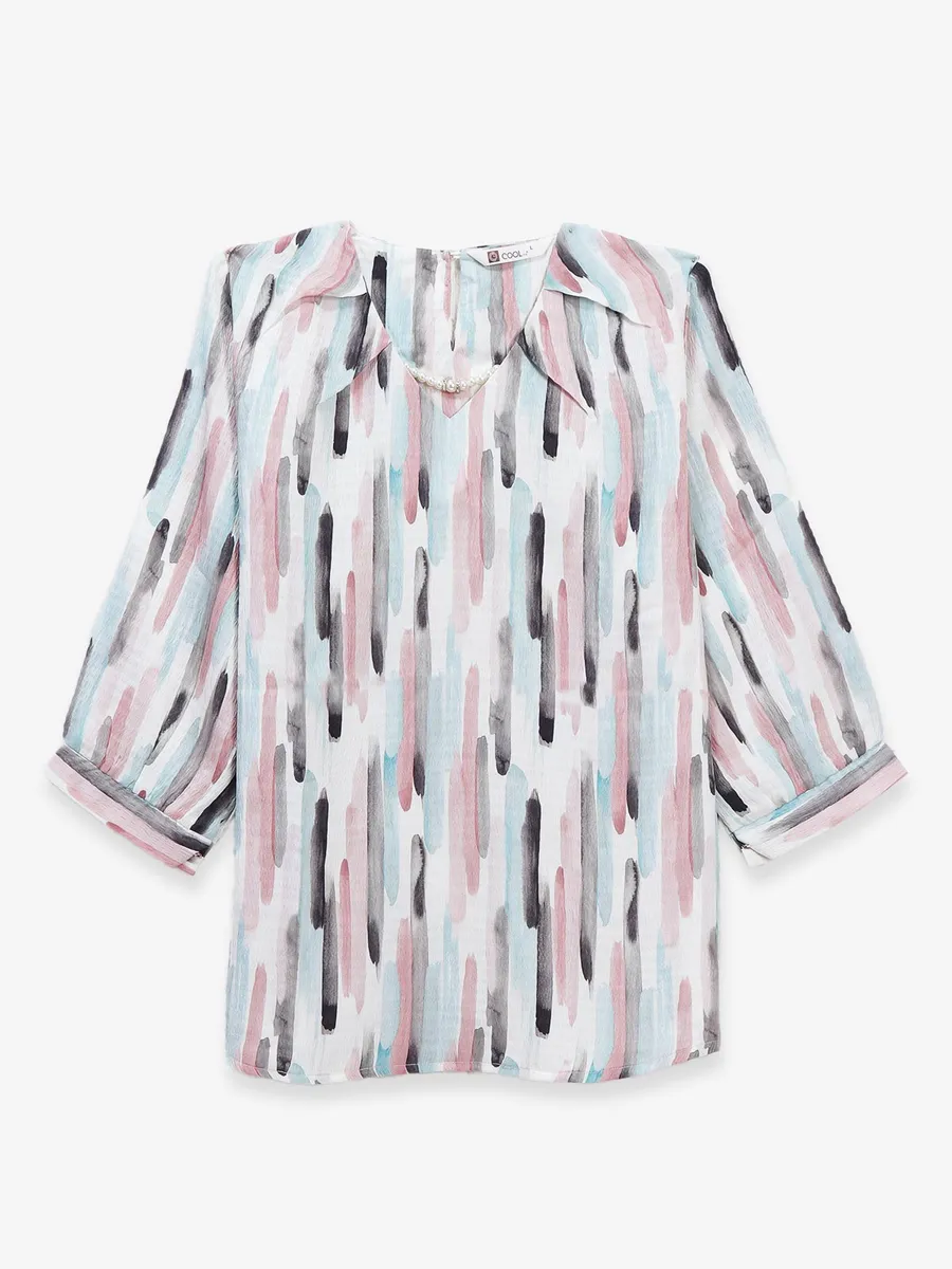 COOL off-white printed top