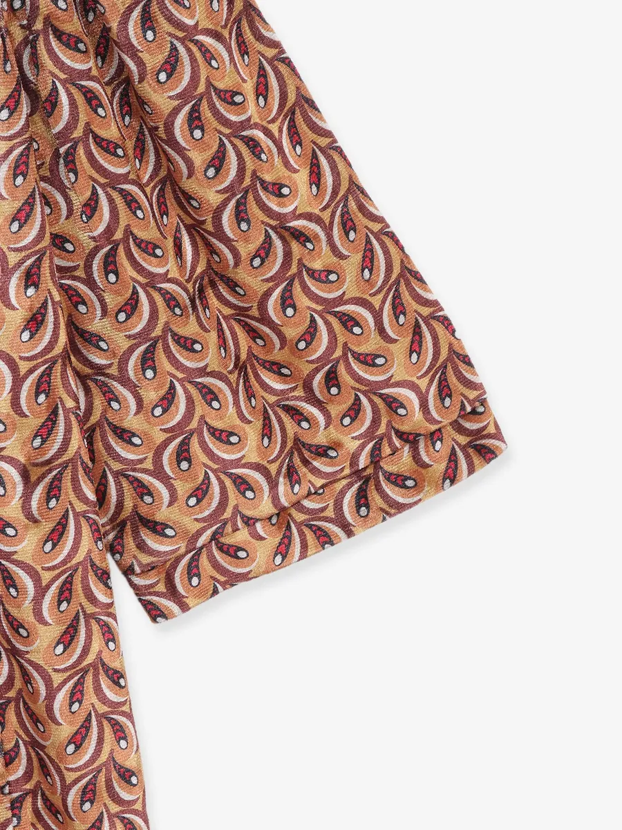 COOL printed brown silk top