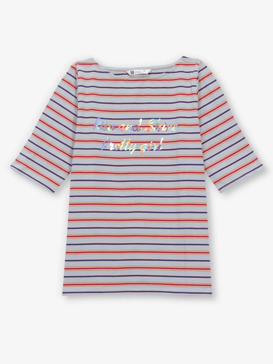 COOL stripe light grey silk top
