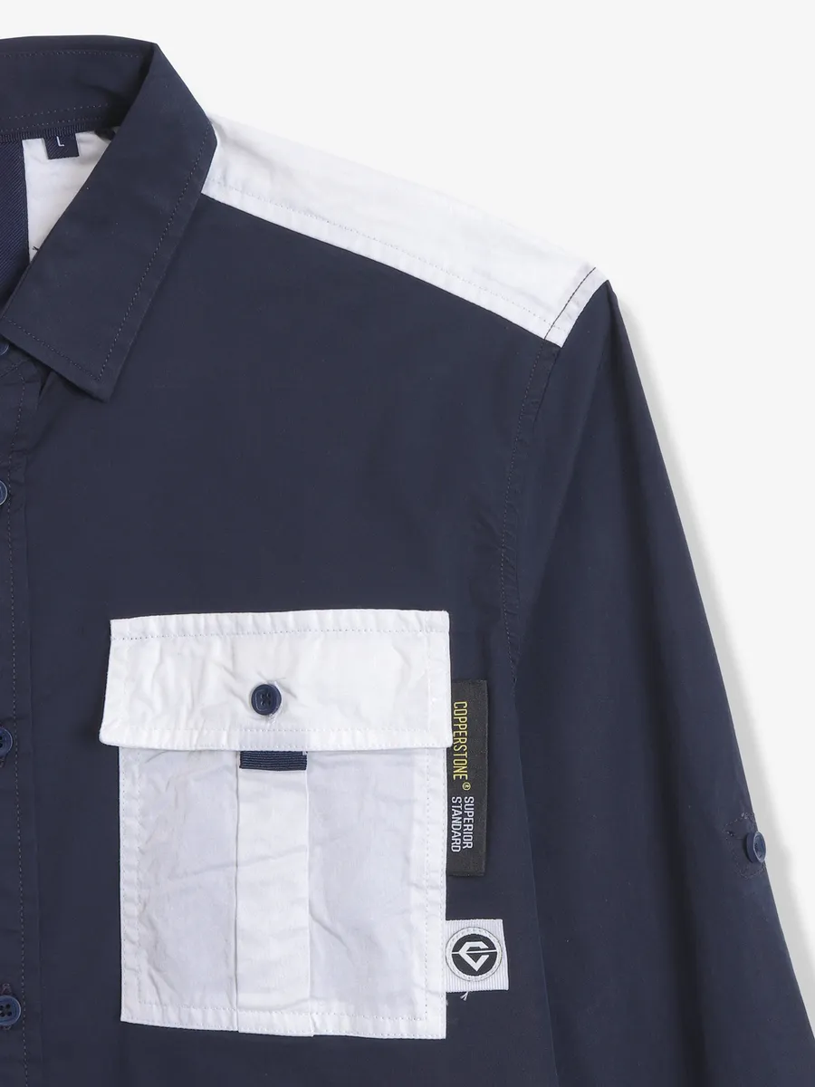 COPPER STONE navy cotton shirt