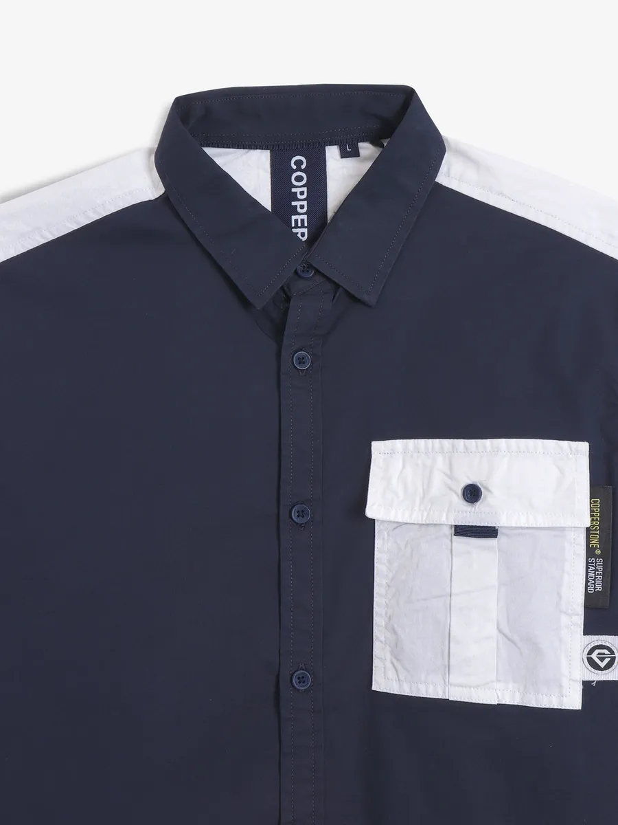 COPPER STONE navy cotton shirt