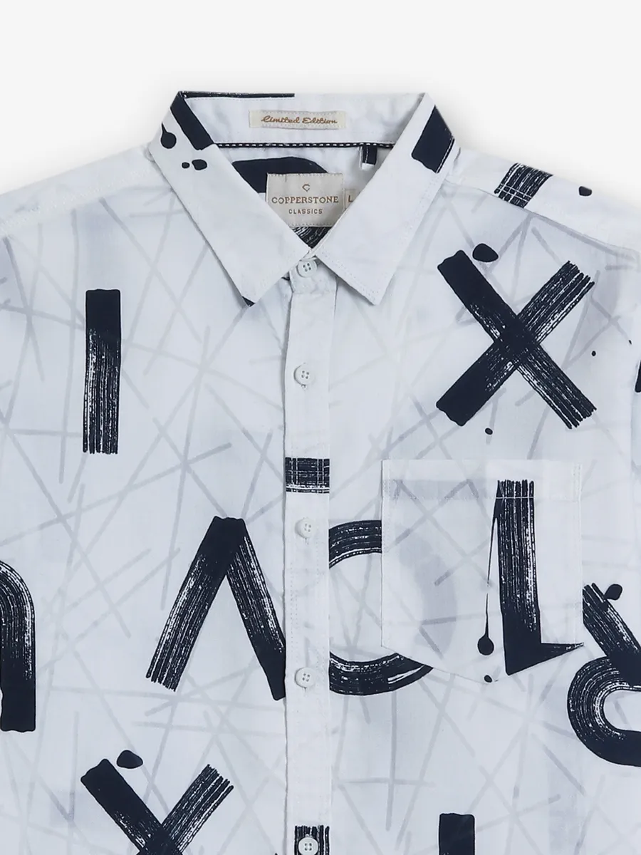 COPPER STONE printed white cotton shirt