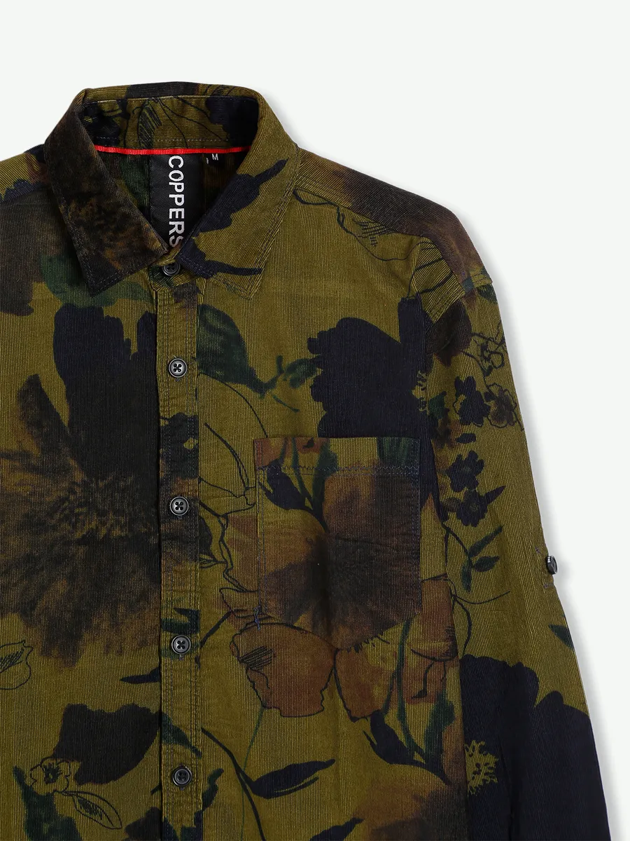 Copperstone military green printed shirt