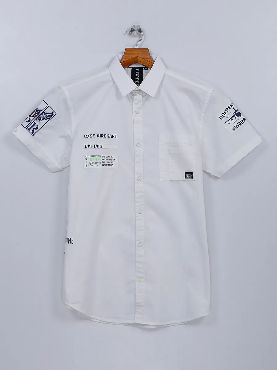 Copperstone white cotton half sleeves shirt