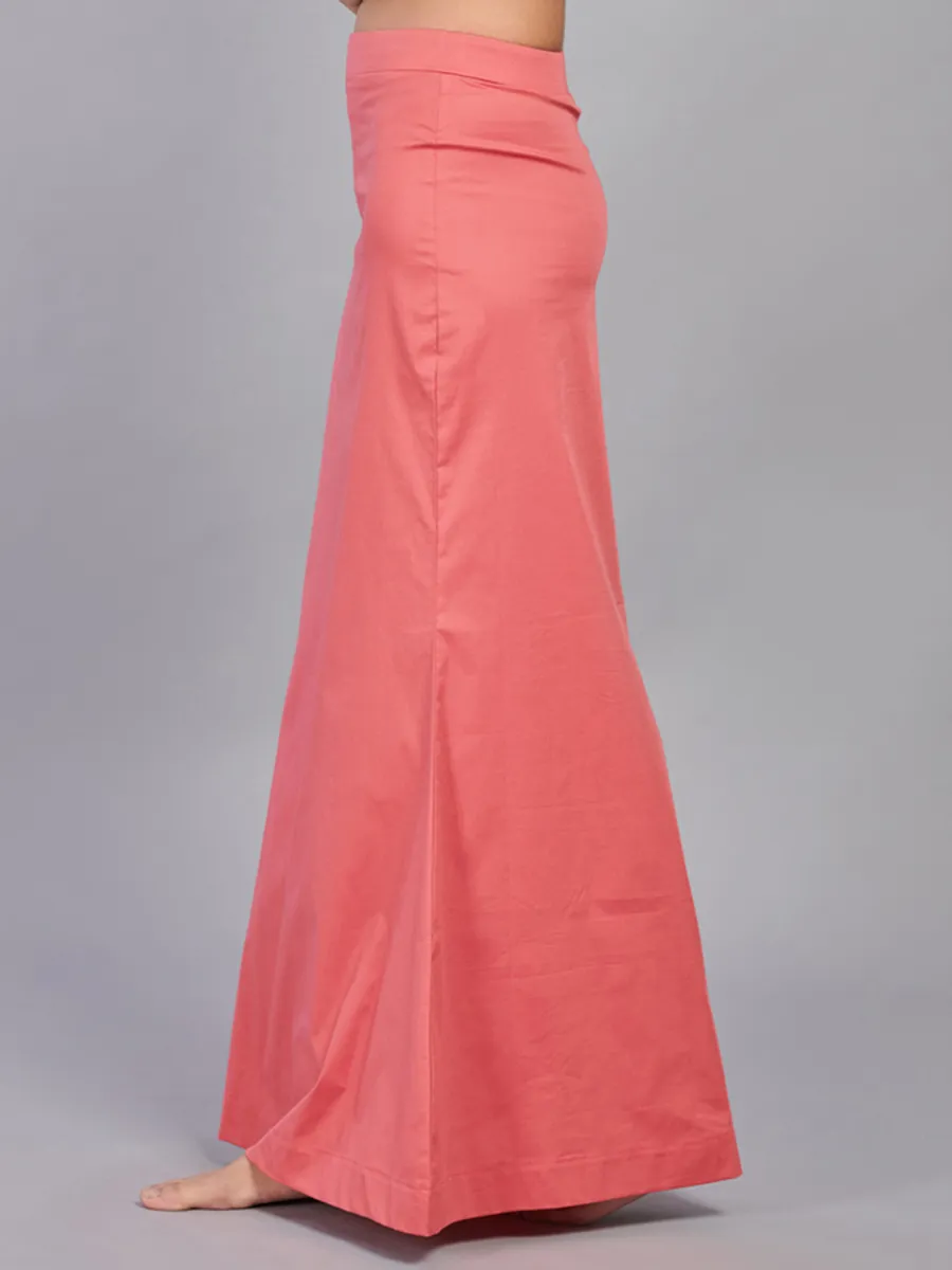 Coral pink lycra cotton saree shapewear