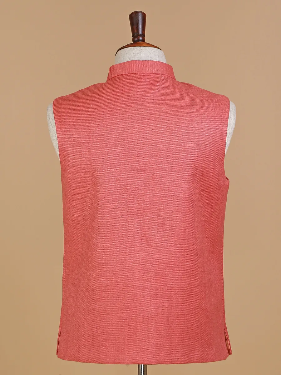 Coral pink silk waistcoat in plain