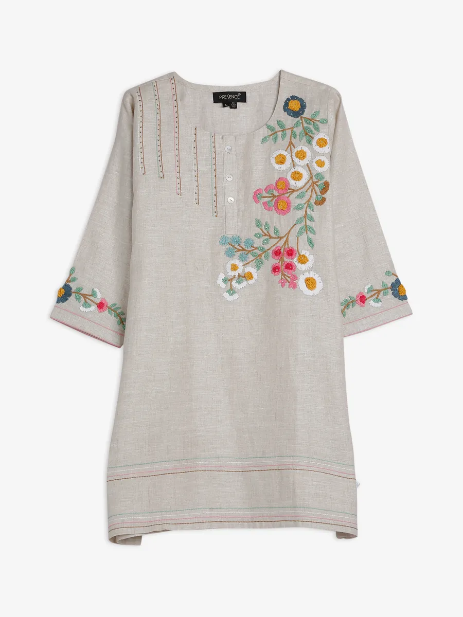 Cotton beige embroidery top