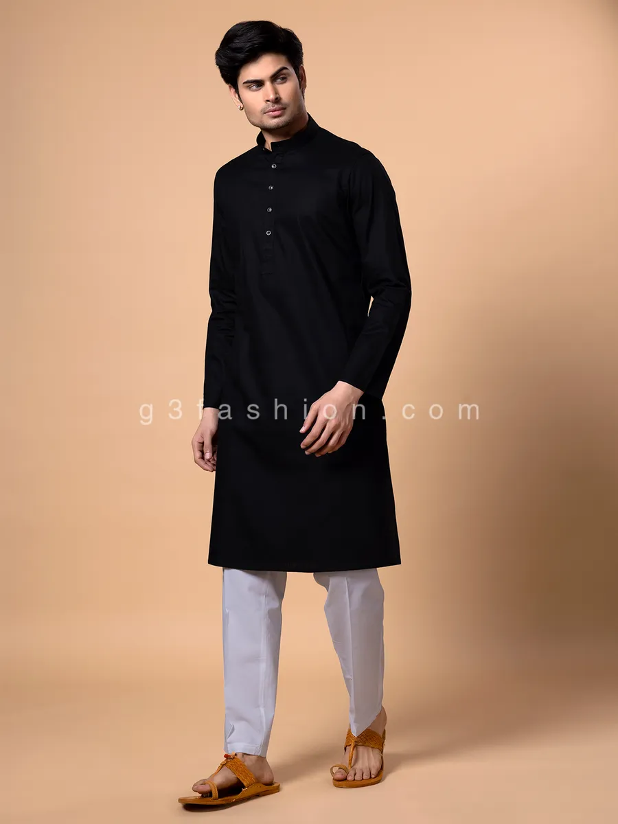 Cotton black kurta suit for men