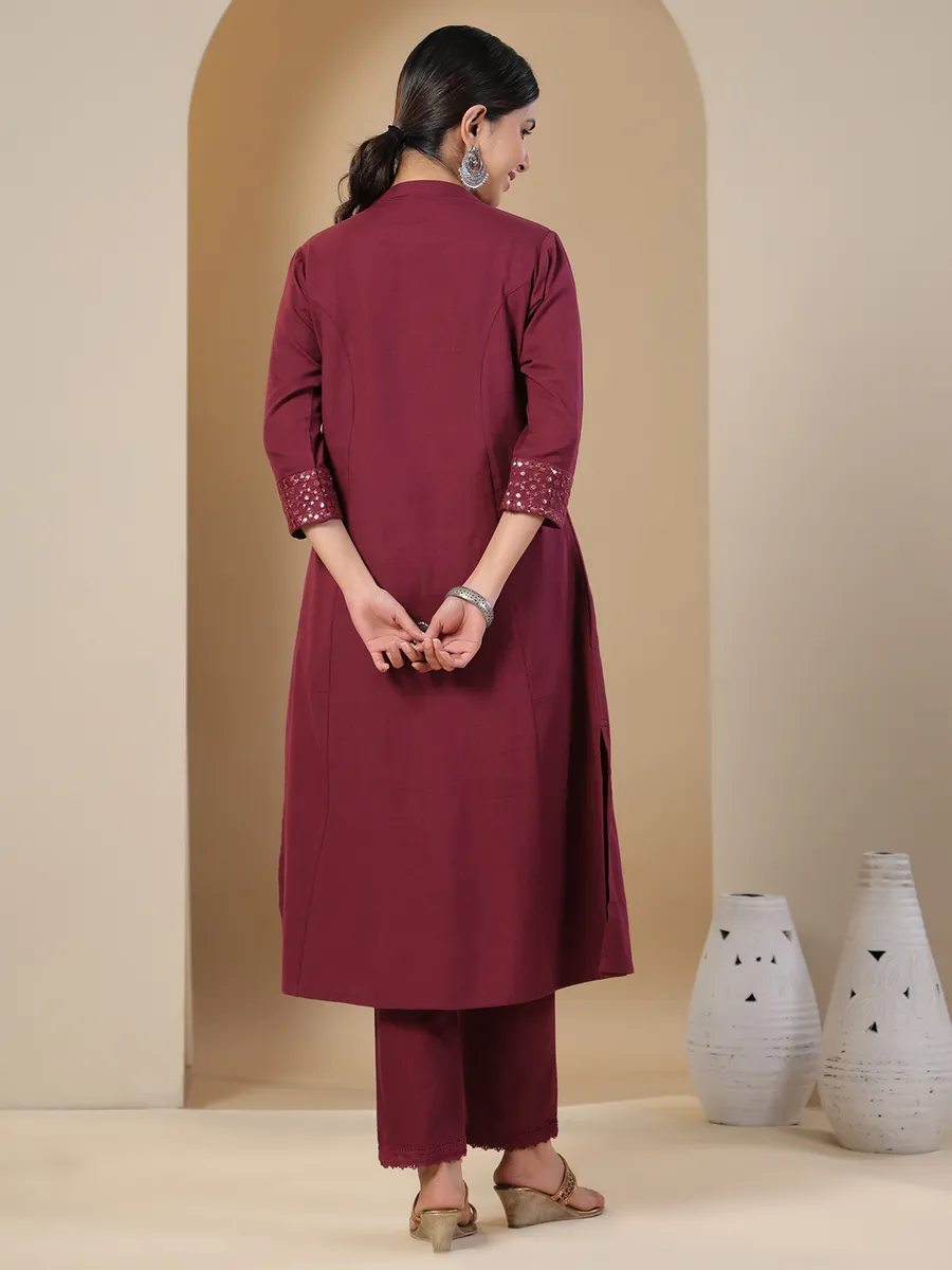 Cotton plain maroon kurti