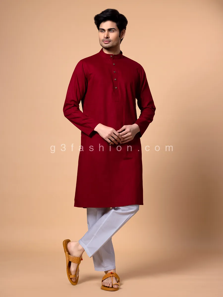 Cotton red  Men Kurta pajama for festive