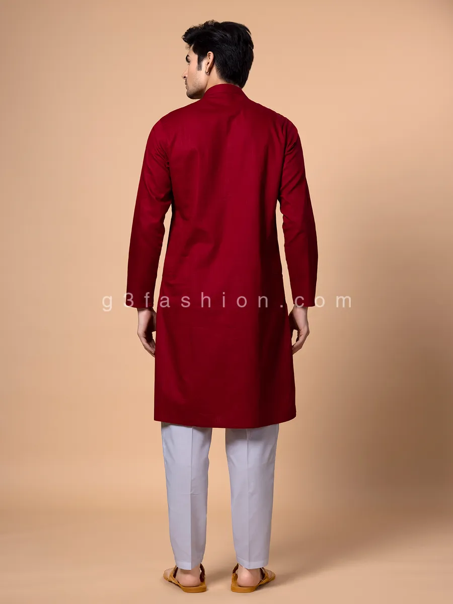 Cotton red  Men Kurta pajama for festive