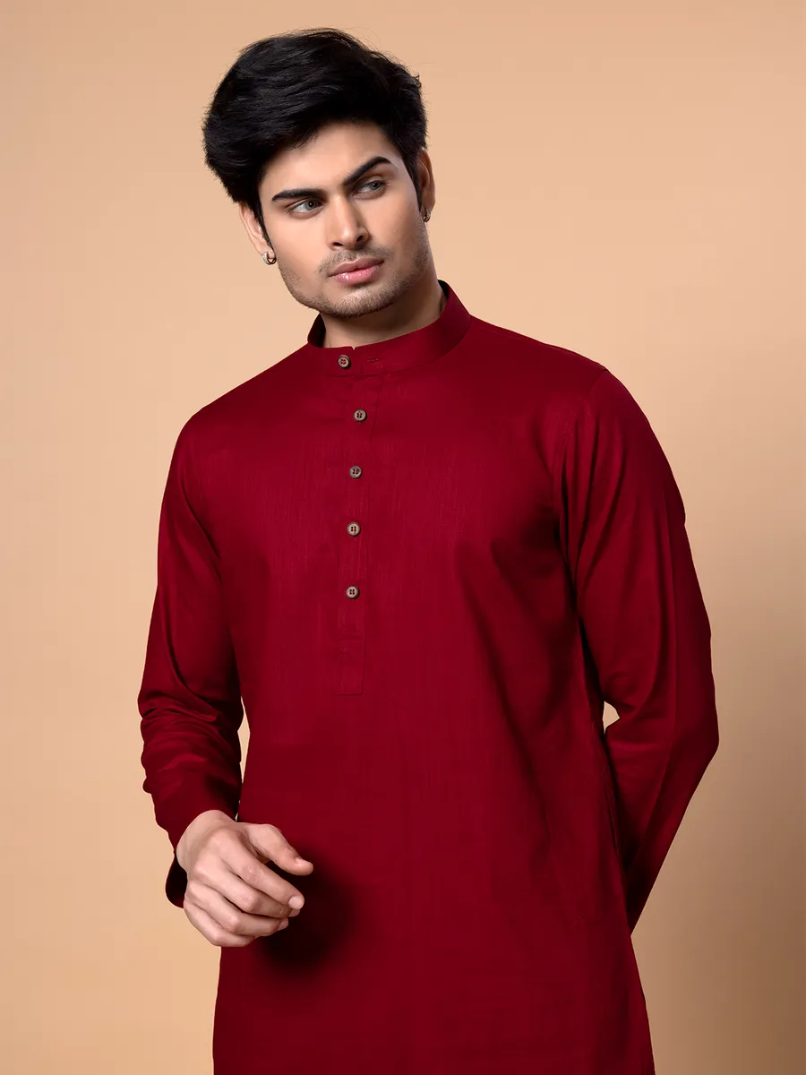 Cotton red kurta suit for festive
