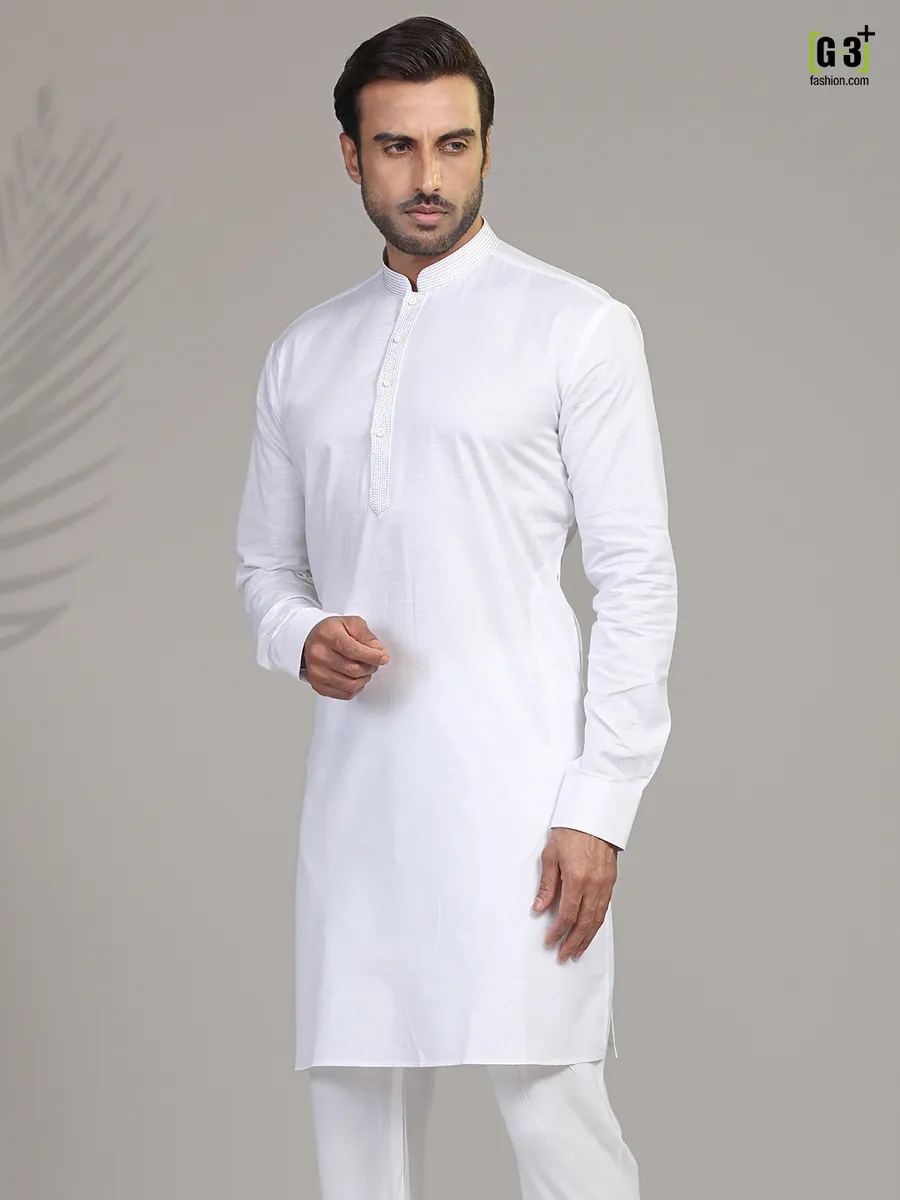 Cotton white kurta for mens