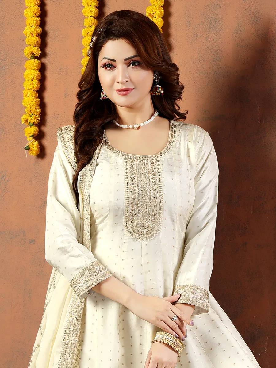 Cream silk wedding palazzo suit