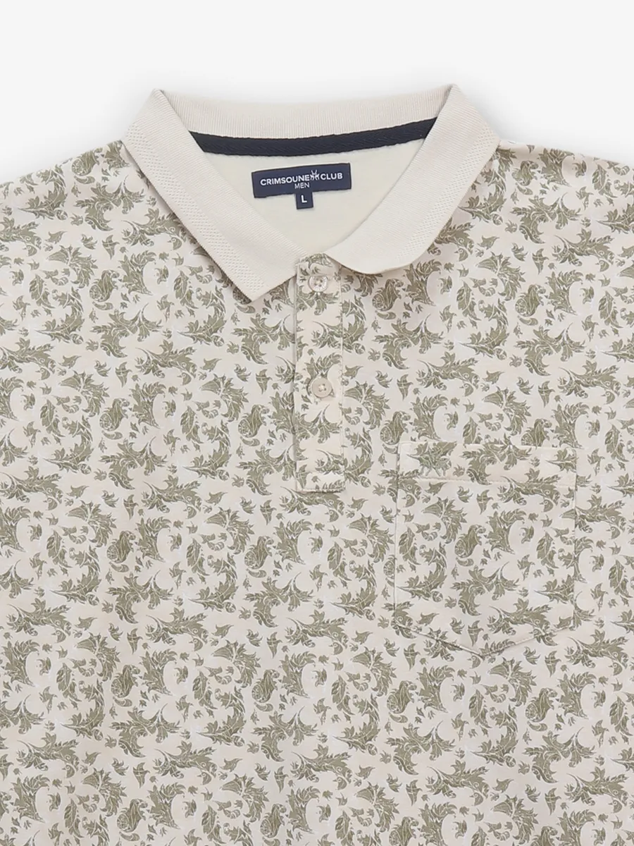 CRIMSONE CLUB cream printed cotton t-shirt