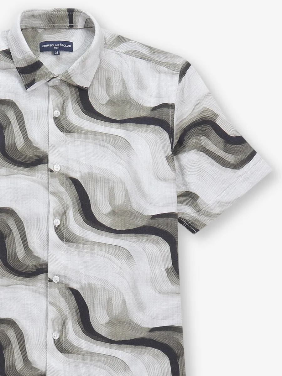 CRIMSONE CLUB off-white cotton printed shirt