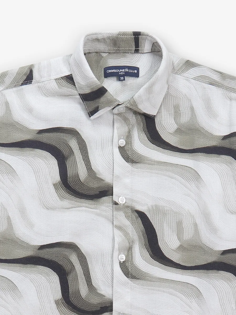CRIMSONE CLUB off-white cotton printed shirt