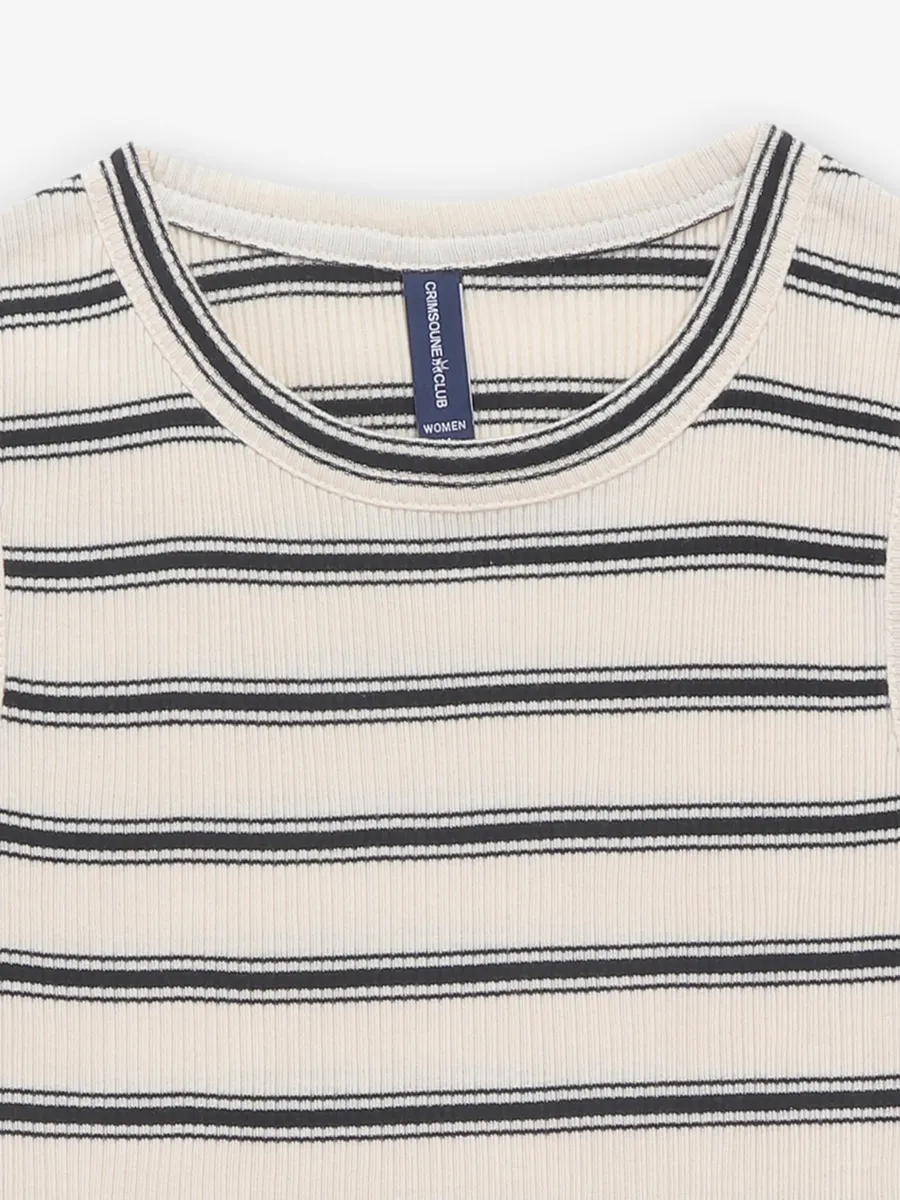 CRIMSOUNE CLUB beige knitted top