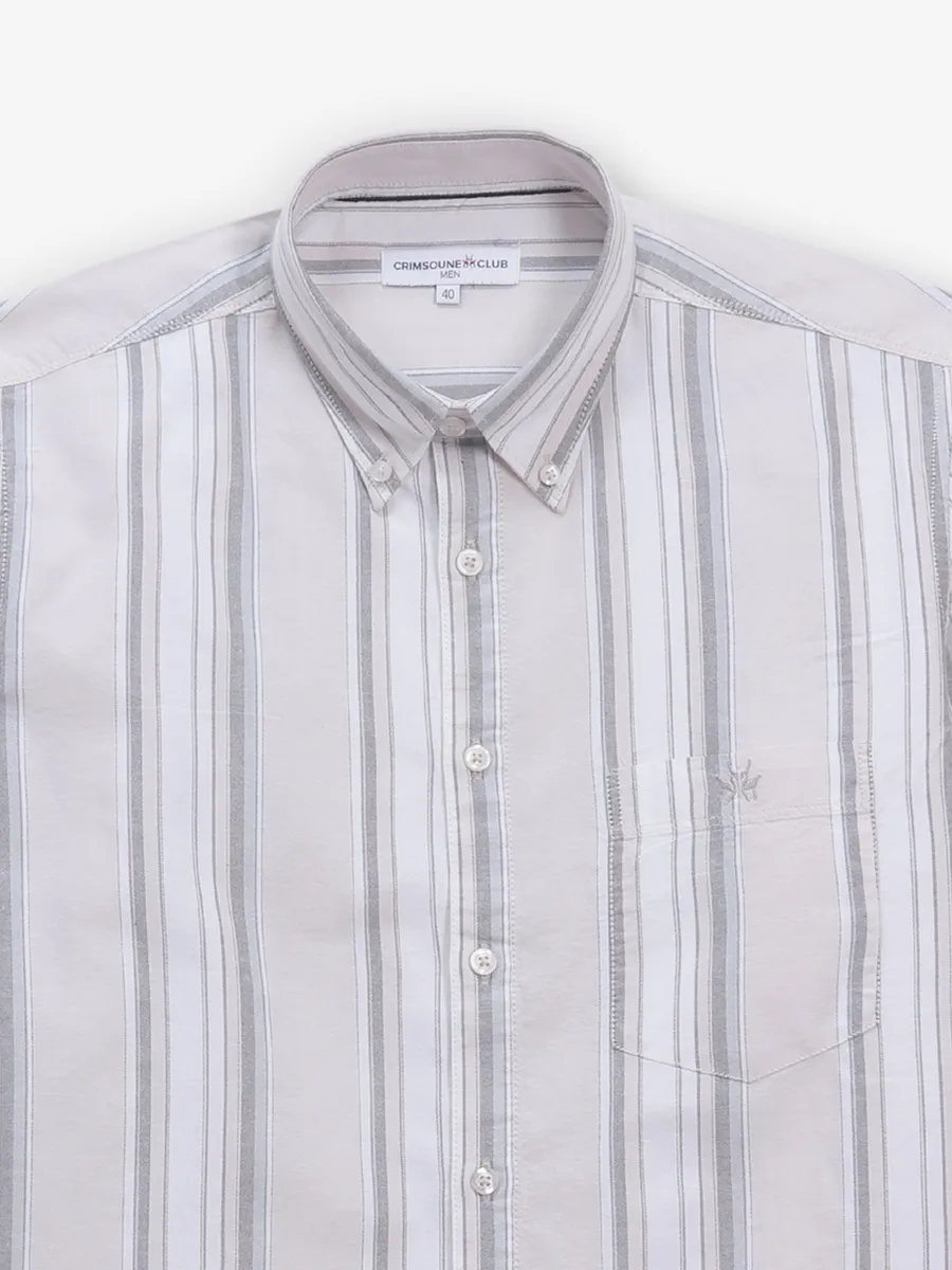 CRIMSOUNE CLUB beige stripe button down shirt