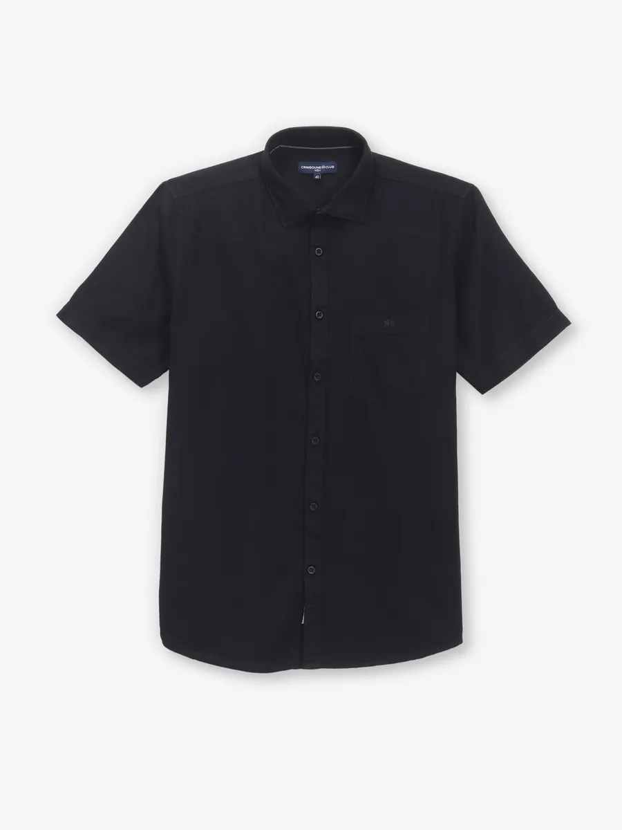 CRIMSOUNE CLUB black cotton slim fit shirt