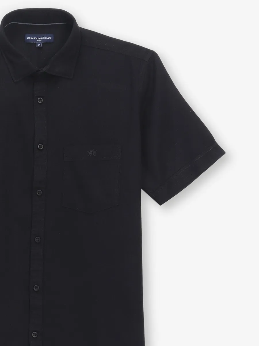 CRIMSOUNE CLUB black cotton slim fit shirt